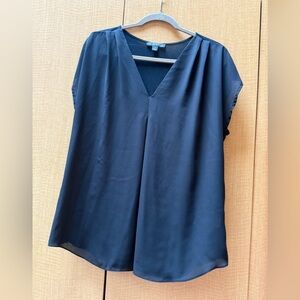 INC International Concepts Black V-Neck Blouse